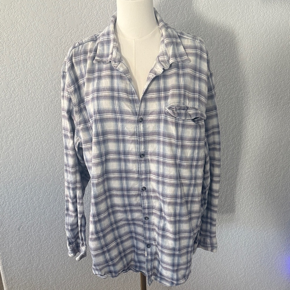 Calvin Klein Blue and White Plaid Casual Shirt